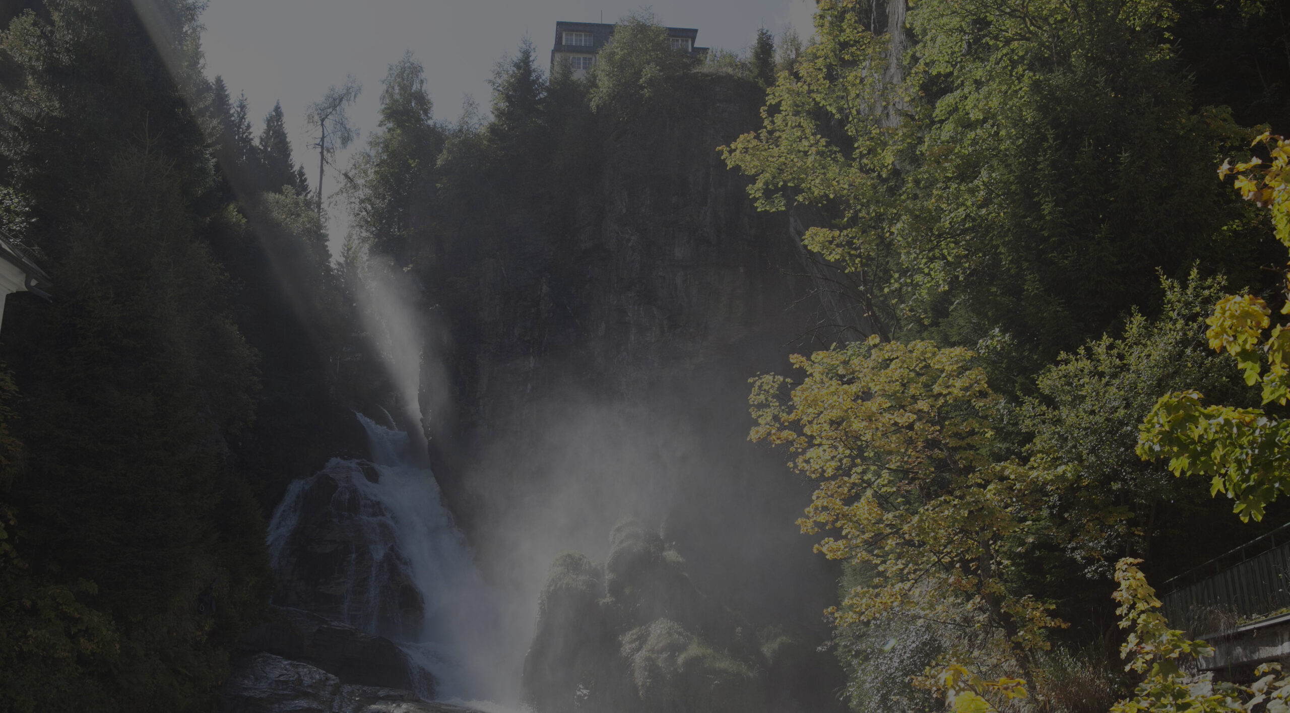 The Gastein waterfall in the centre of Bad Gastein