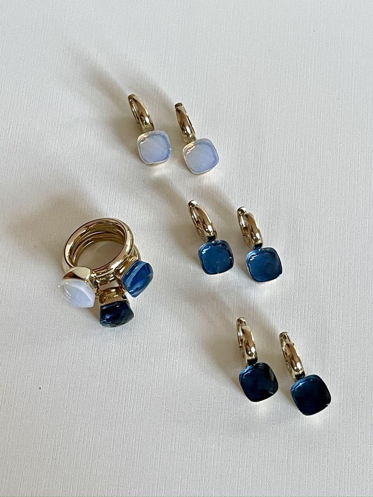 qudo ring ohrringe blau