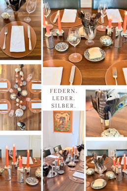 Federn, Leder, Silber