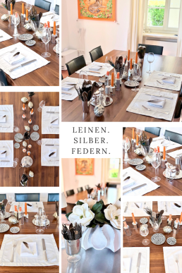 Leinen, Silber, Federn