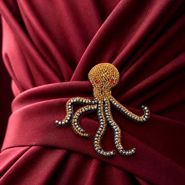 Brosche Oktopus
