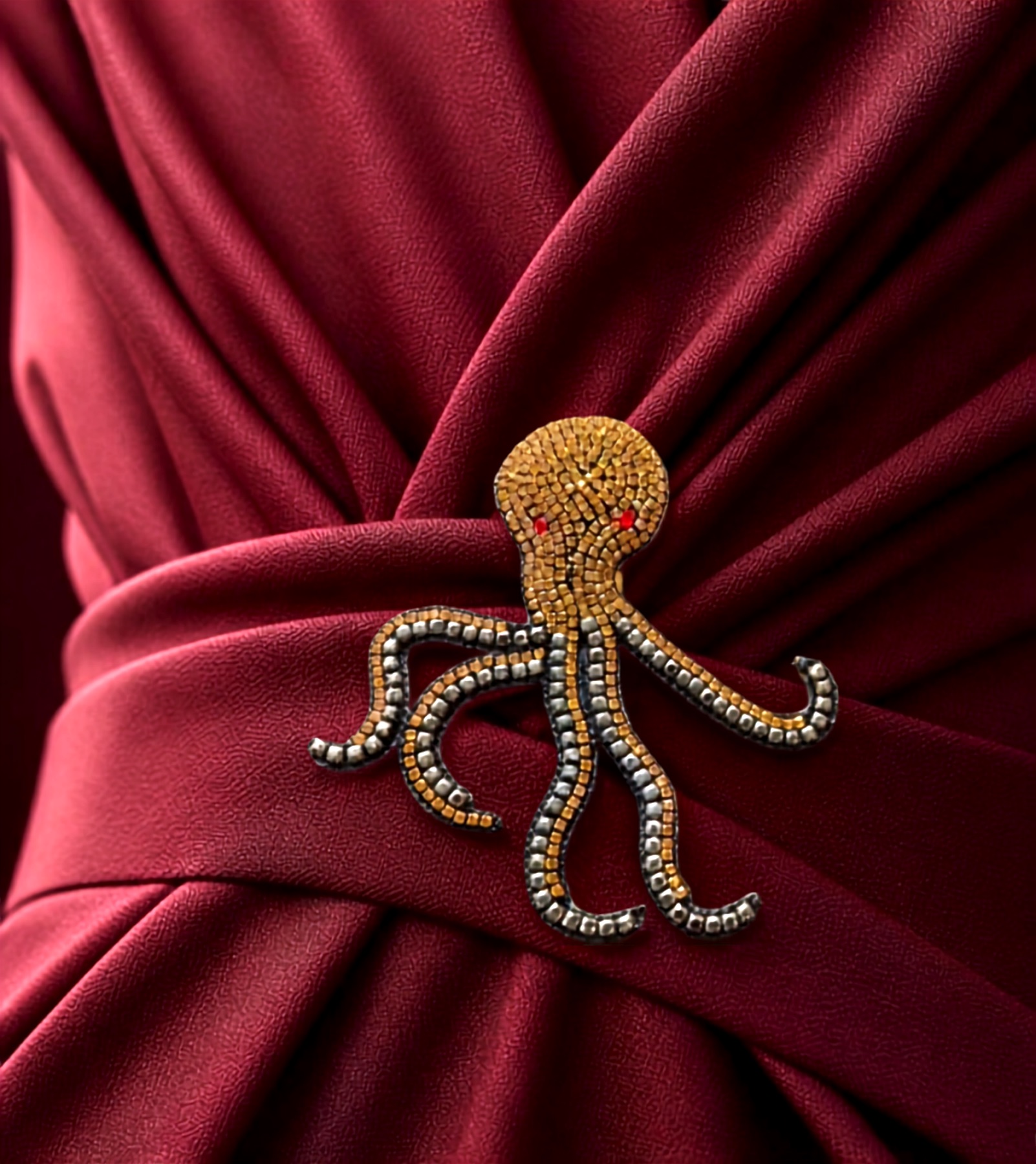 brosche oktopus kleid